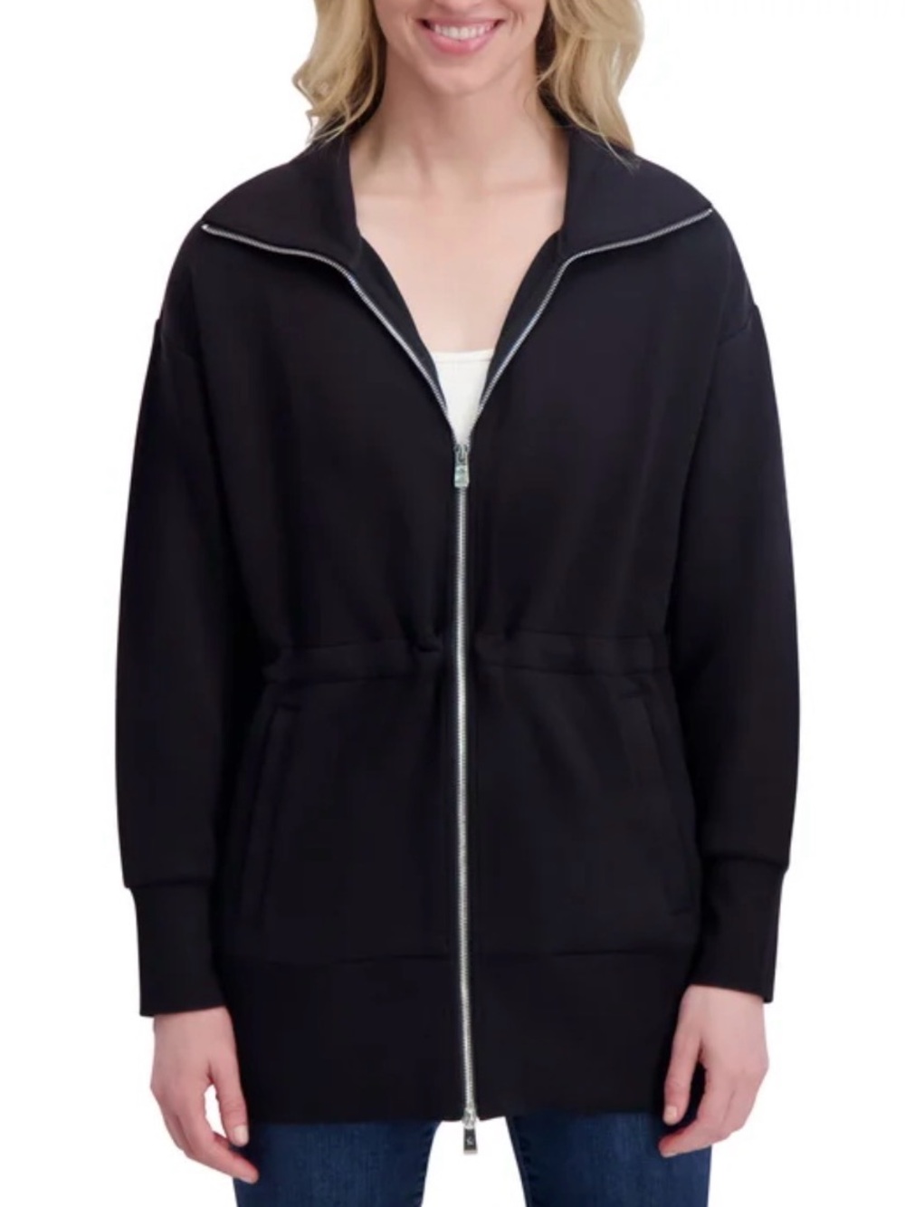 Women's Black Full-Zip Sweatshirt Jacket